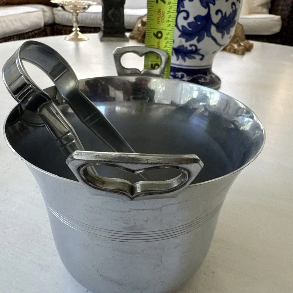 Vintage Farberware Ice Bucket With Ice Tongs.